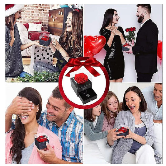 Collar Rosa Eterna: Te amo en 100 idiomas.