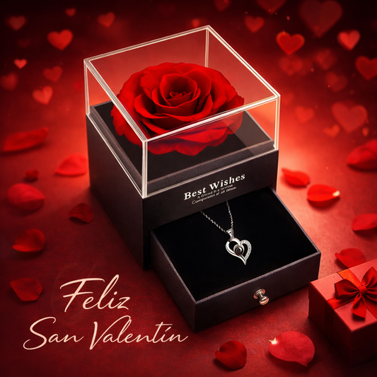 Collar Rosa Eterna: Te amo en 100 idiomas.